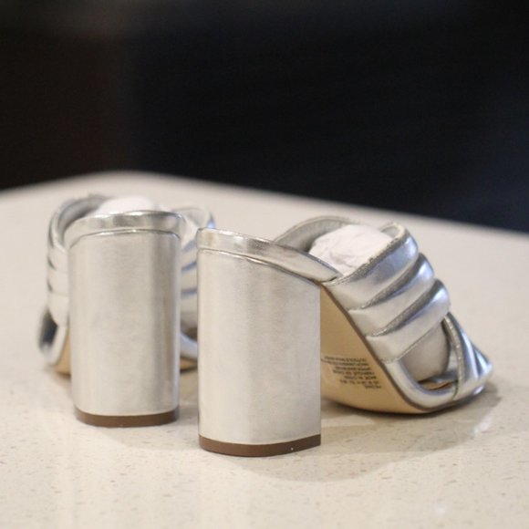 NWOT Silver Slide Sandals - Picture 3 of 3